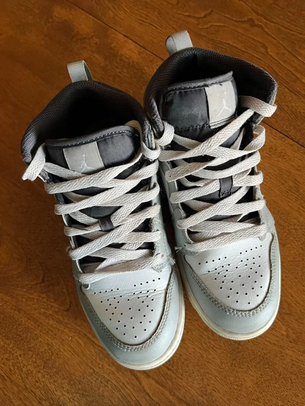 Nike Jordan 1 Mid gray and white sneakers 2Y